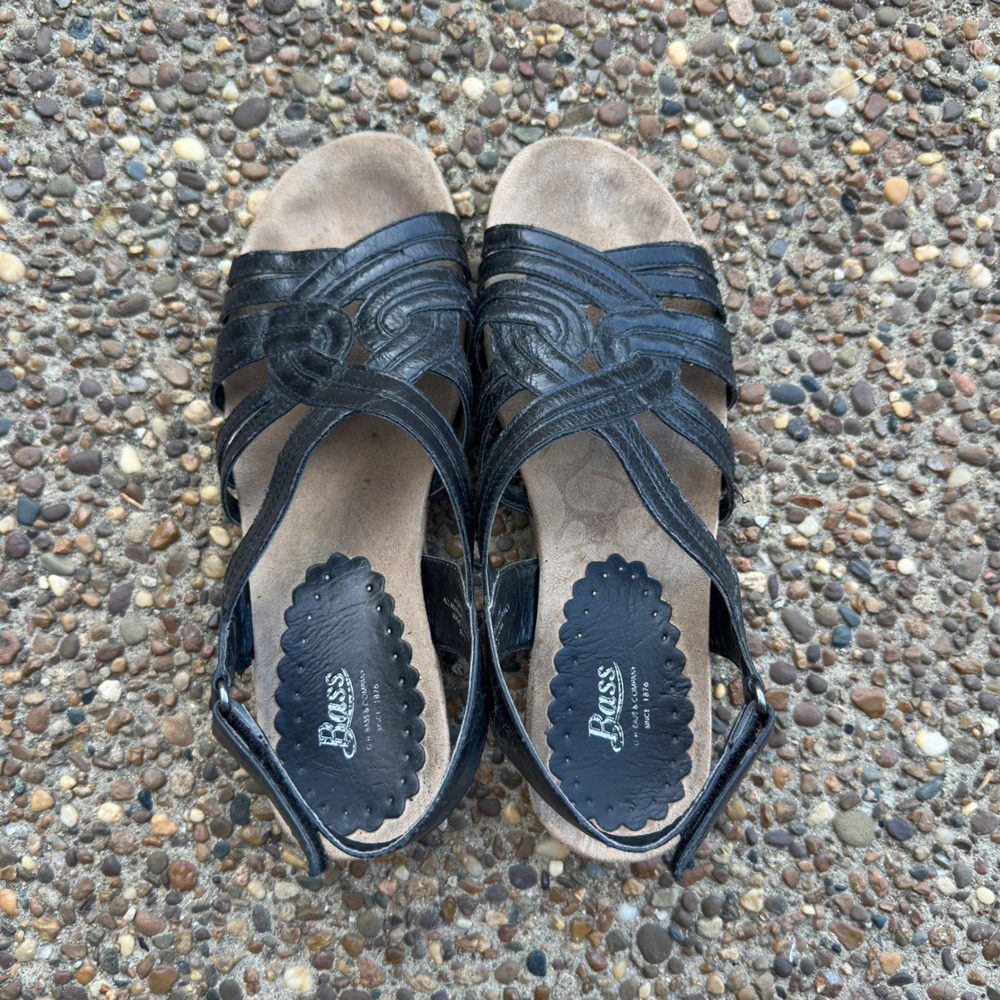 GH Bass Gretta Black Slingback Sandals Comfort Strappy Shoes Womens 7.5M